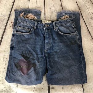 Free People Size 27 Distressed Painted Jeans